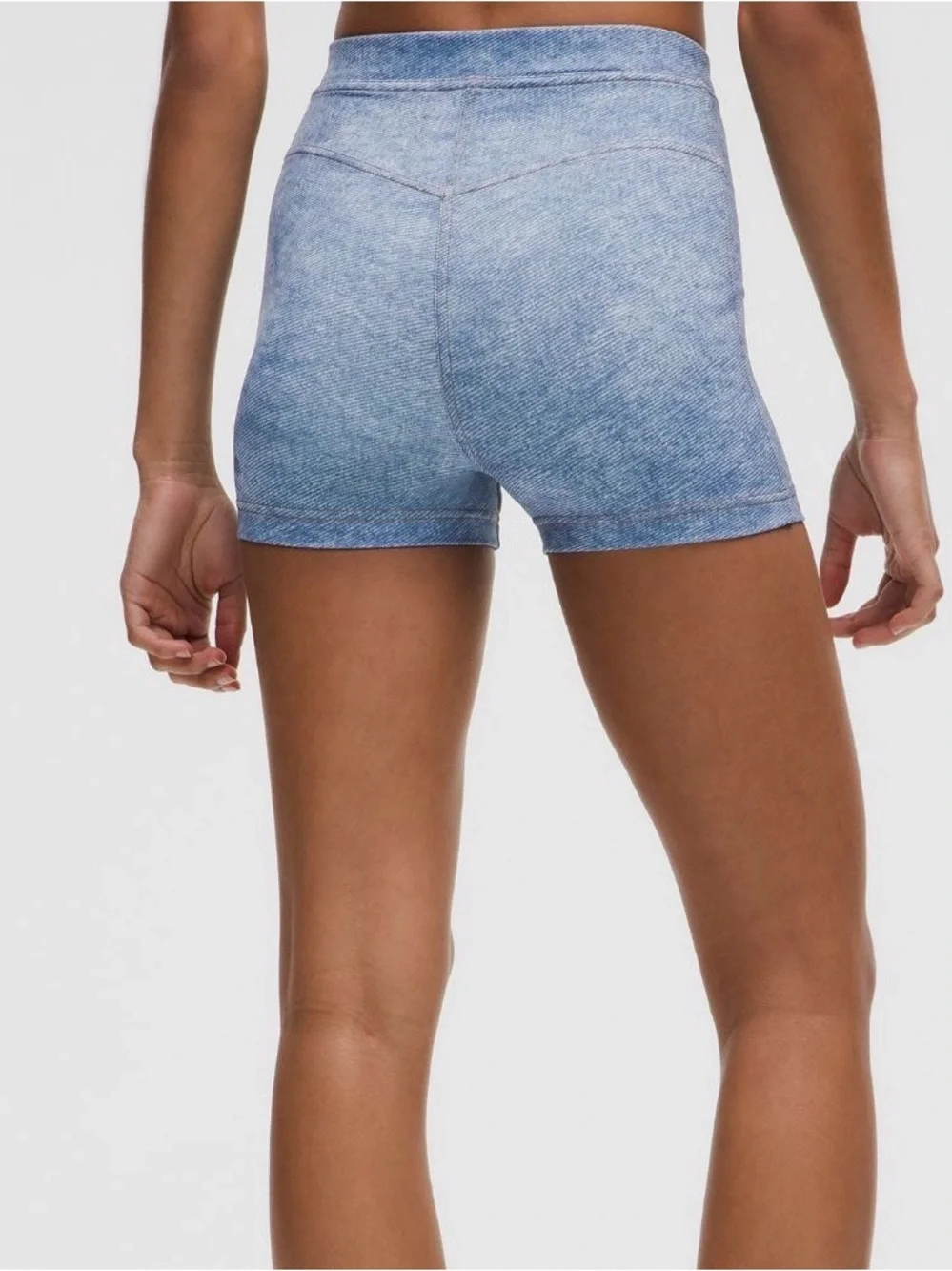 lululemon athletica High-Waist Light Blue Denim-Effect Shorts